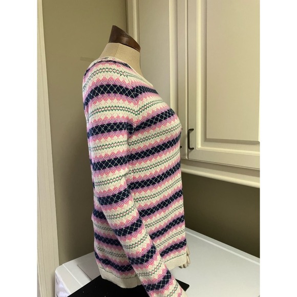 Talbots Womens Sweater Medium Zip In Back Blue Pink Lightweight Crewneck - Picture 3 of 9